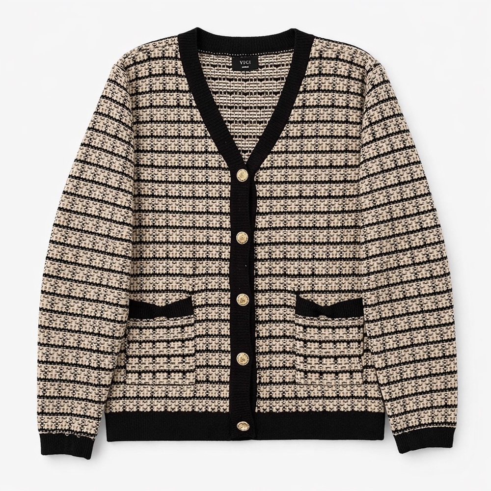 Textured Contrast Trim Cardigan | Quiet Luxury • Parisian Chic • It Girl Knit